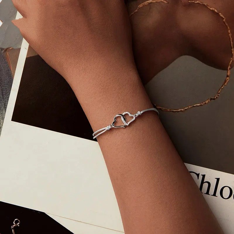 Bracelet Chaîne Fine Maillons Corde Gris pour Femmes Adolescentes