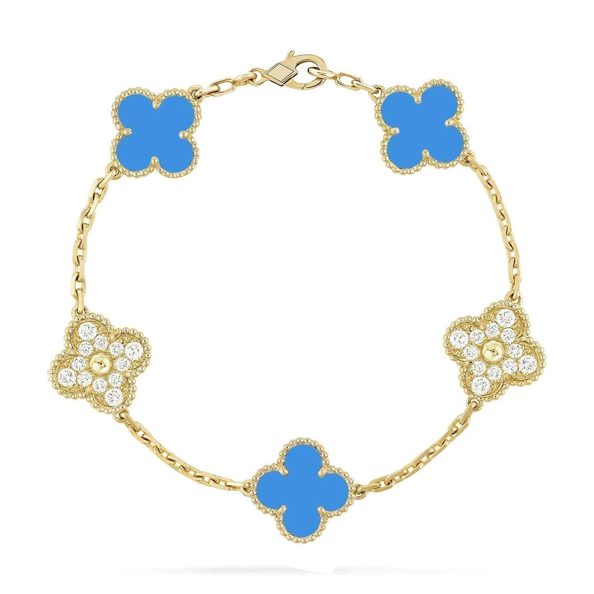 [Marin-Jewelry] CLOVER 5 MOTIF BLUE AGATE BRACELET COLLECTION
