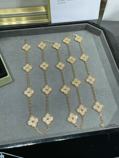 [Marin-Jewelry]CLOVER 20 MOTIFS FULL-DIAMOND NECKLACE