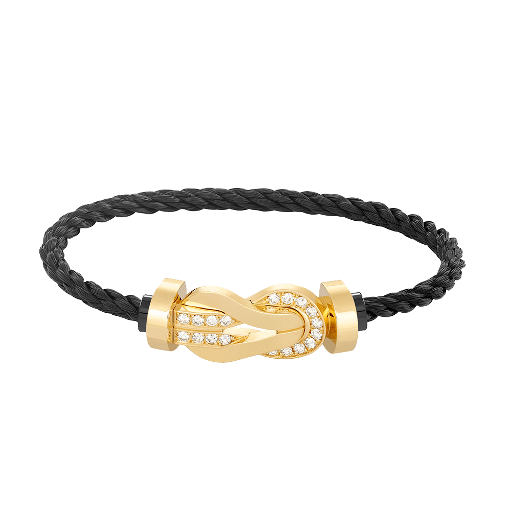 [Marin-Jewelry]CHANCE LARGE 8 FIGURE BUCKLE HALF DIAMOND BRACELET GOLD