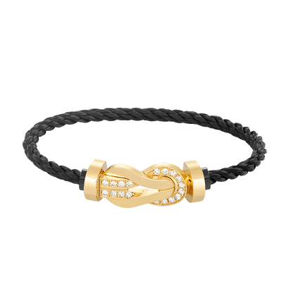 [Marin-Jewelry]CHANCE LARGE 8 FIGURE BUCKLE HALF DIAMOND BRACELET GOLD