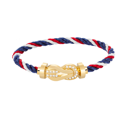 [Marin-Jewelry]CHANCE LARGE 8 FIGURE BUCKLE HALF DIAMOND BRACELET GOLD