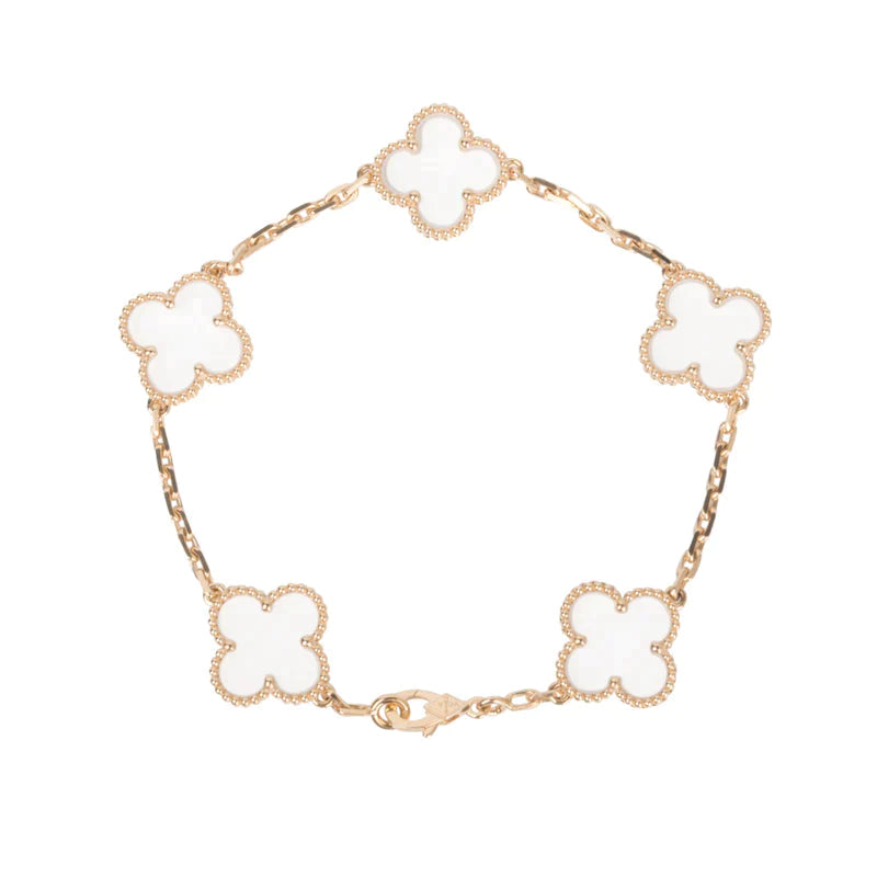 [Marin-Jewelry]CLOVER 5 MOTIF ROCK CRYSTAL BRACELET