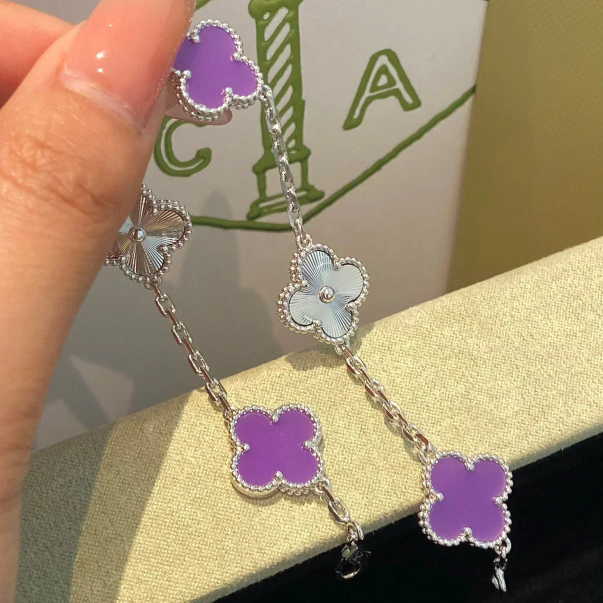 [Marin-Jewelry] CLOVER 5 MOTIF VIOLET BRACELET COLLECTION