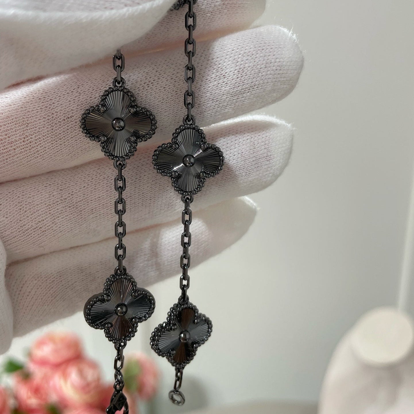 [Marin-Jewelry]CLOVER 5 MOTIF BLACK BRACELET