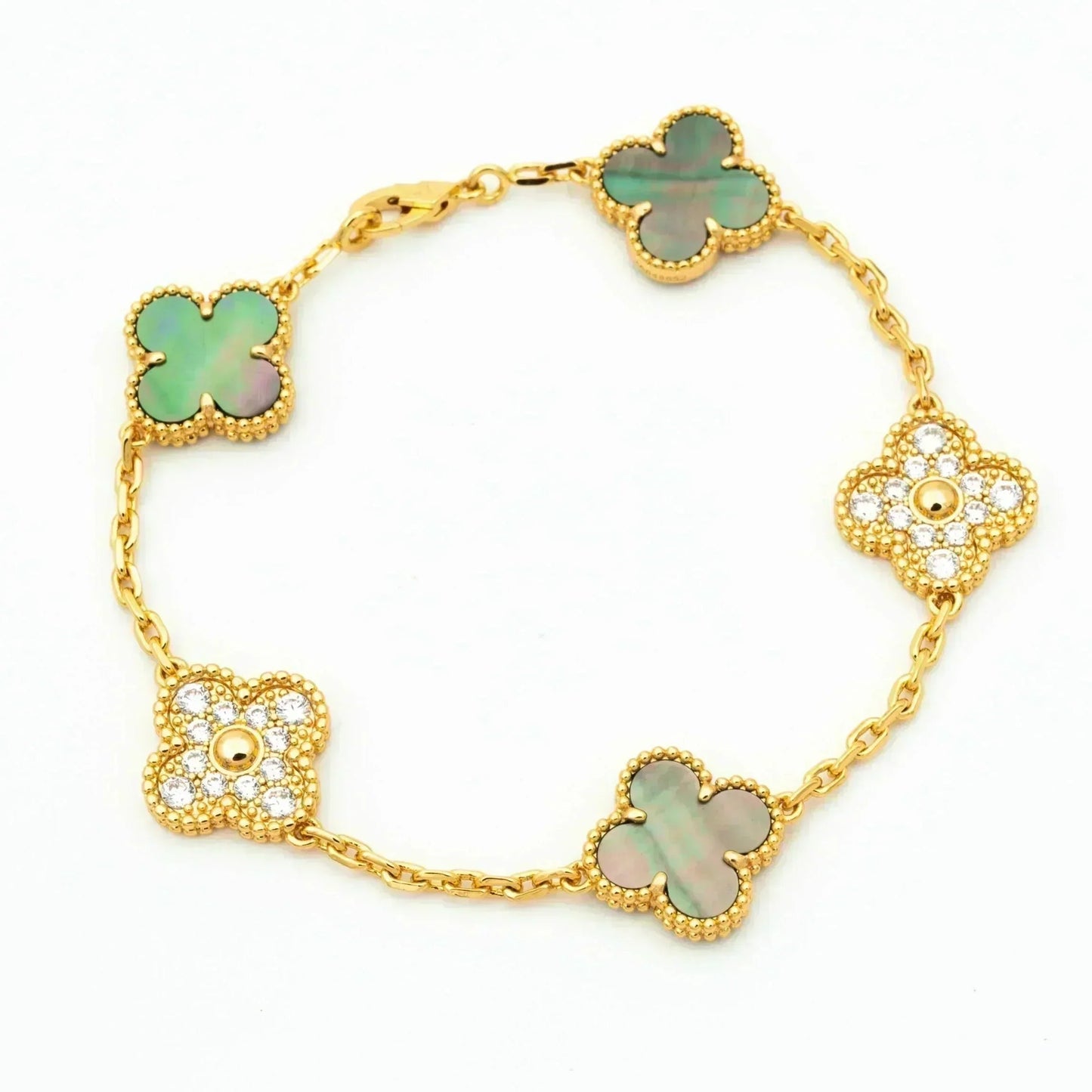 [Marin-Jewelry] CLOVER 5 MOTIF GRAY MOP BRACELET COLLECTION
