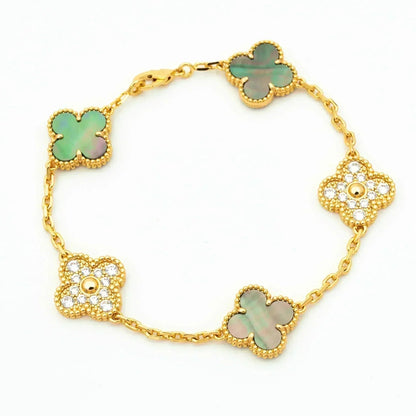 [Marin-Jewelry] CLOVER 5 MOTIF GRAY MOP BRACELET COLLECTION