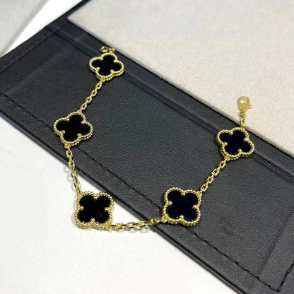 [Marin-Jewelry] CLOVER 5 MOTIF ONYXS BRACELET COLLECTION