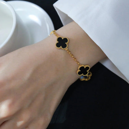 [Marin-Jewelry] CLOVER 5 MOTIF ONYXS BRACELET COLLECTION