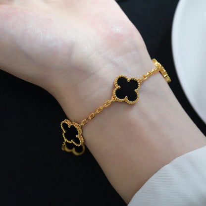 [Marin-Jewelry] CLOVER 5 MOTIF ONYXS BRACELET COLLECTION