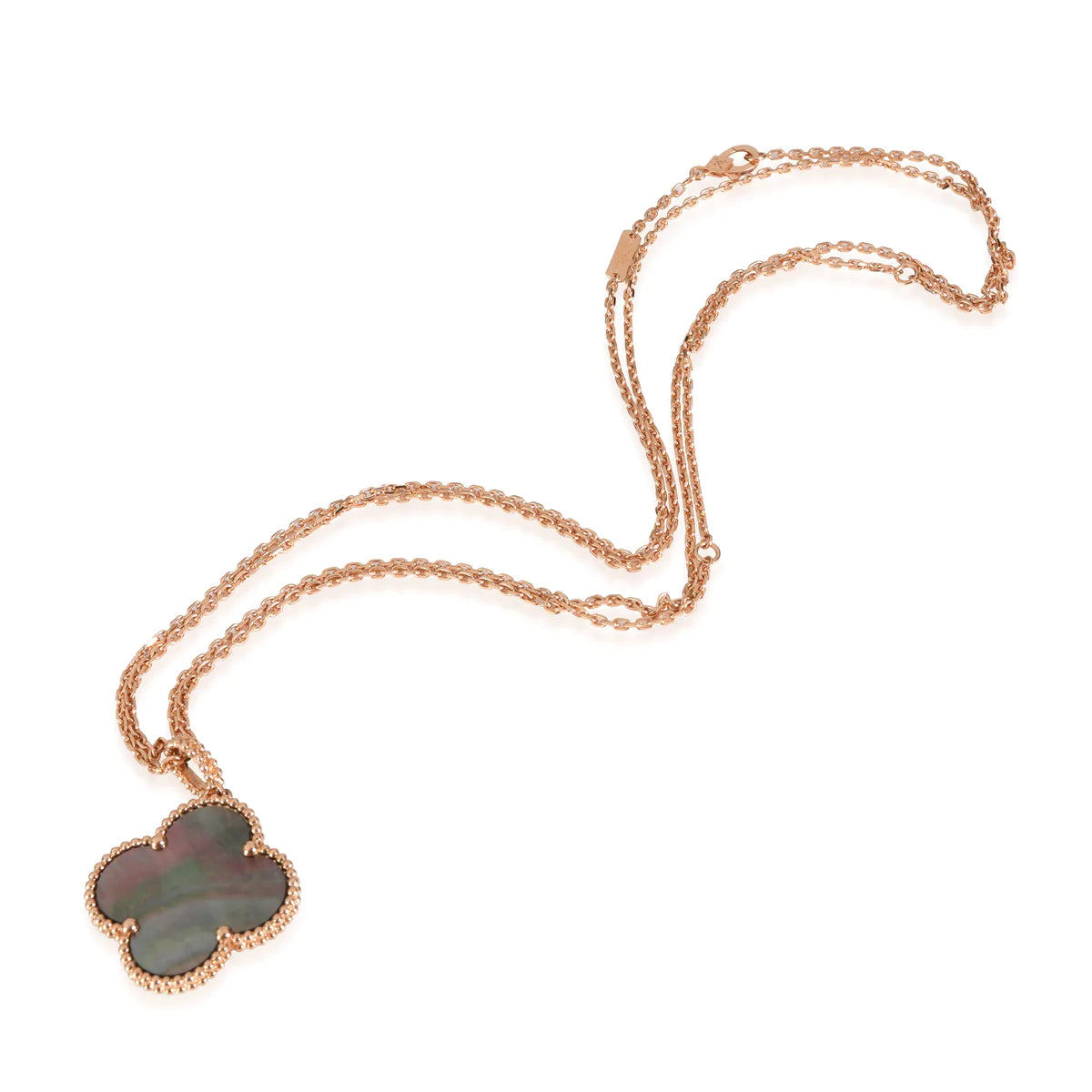 [Marin-Jewelry]CLOVER 25MM GOLD DARK MOP BIG CLOVER NECKLACE
