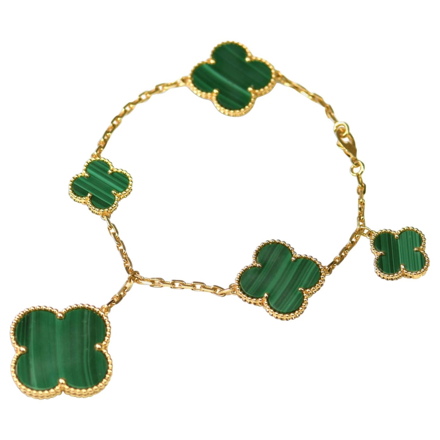 [Marin-Jewelry]MAGIC CLOVER MALACHITE GOLD BRACELET 5 MOTIFS