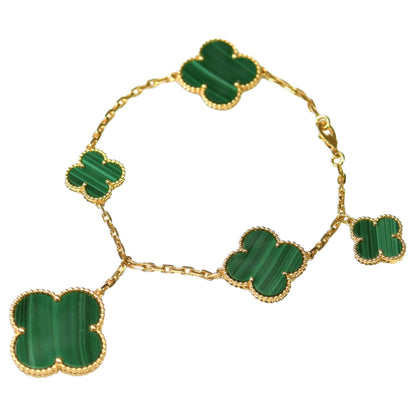 [Marin-Jewelry]MAGIC CLOVER MALACHITE GOLD BRACELET 5 MOTIFS