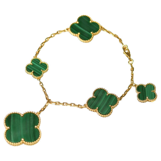[Marin-Jewelry]MAGIC CLOVER MALACHITE GOLD BRACELET 5 MOTIFS