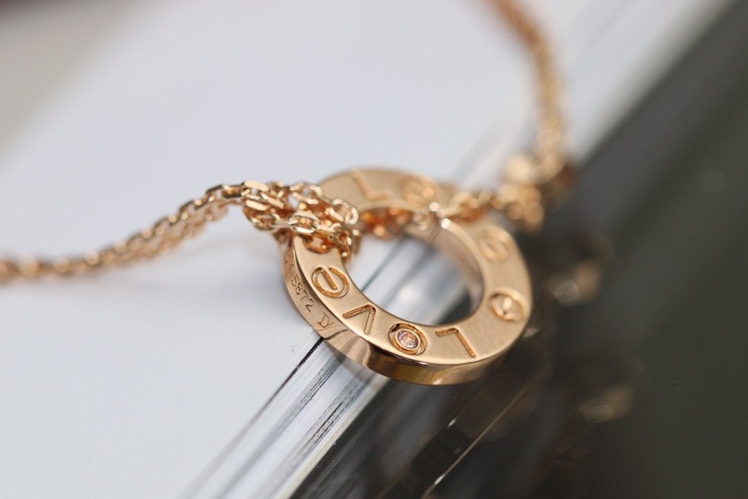 [Marin-Jewelry]LOVE NECKLACE ADJUSTABLE Marin-Jewelry GOLD 2 DIAMOND