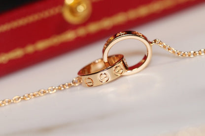 [Marin-Jewelry]LOVE NECKLACE PINK GOLD AND SILVER