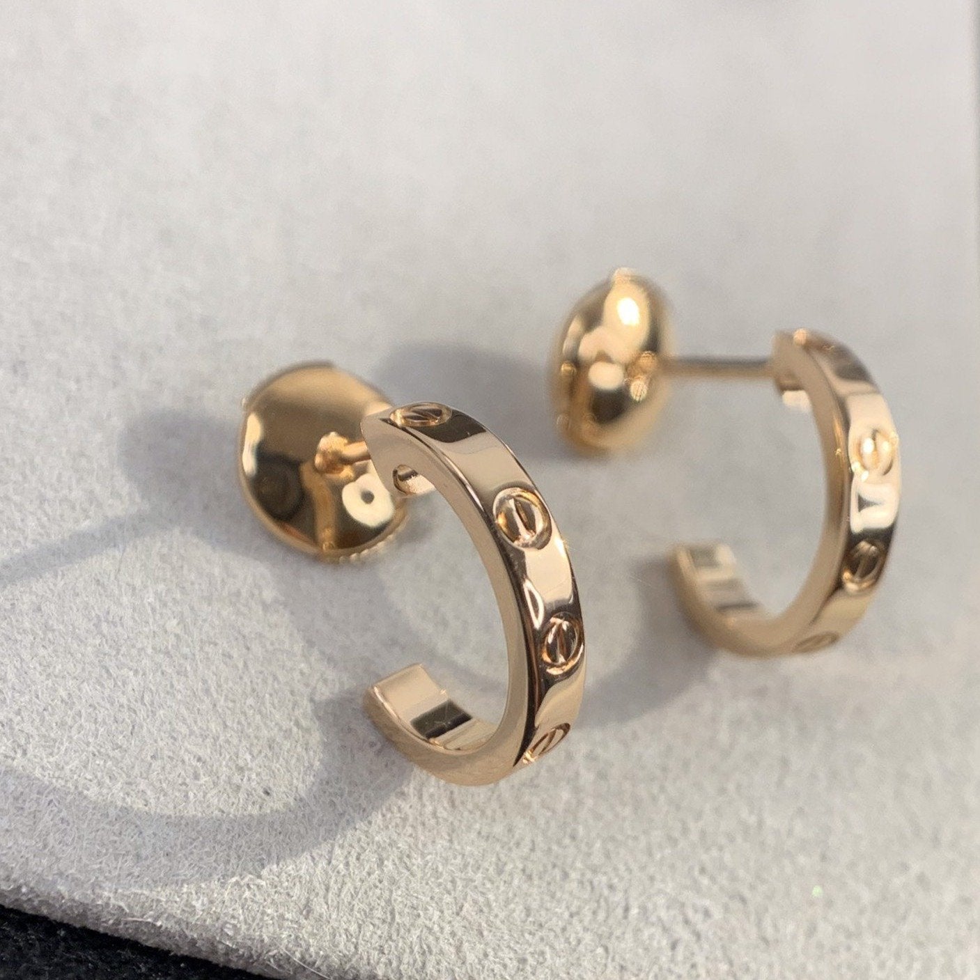 [Marin-Jewelry]LOVE EARRINGS 2.65MM PINK GOLD