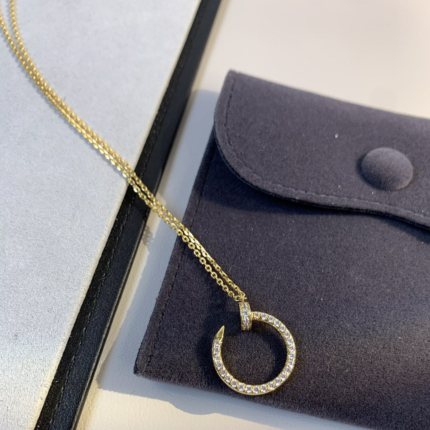 [Marin-Jewelry]JUSTE NECKLACE GOLD DIAMONDS