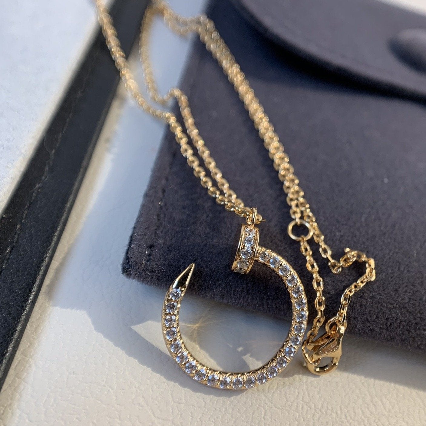 [Marin-Jewelry]JUSTE NECKLACE PINK GOLD DIAMONDS