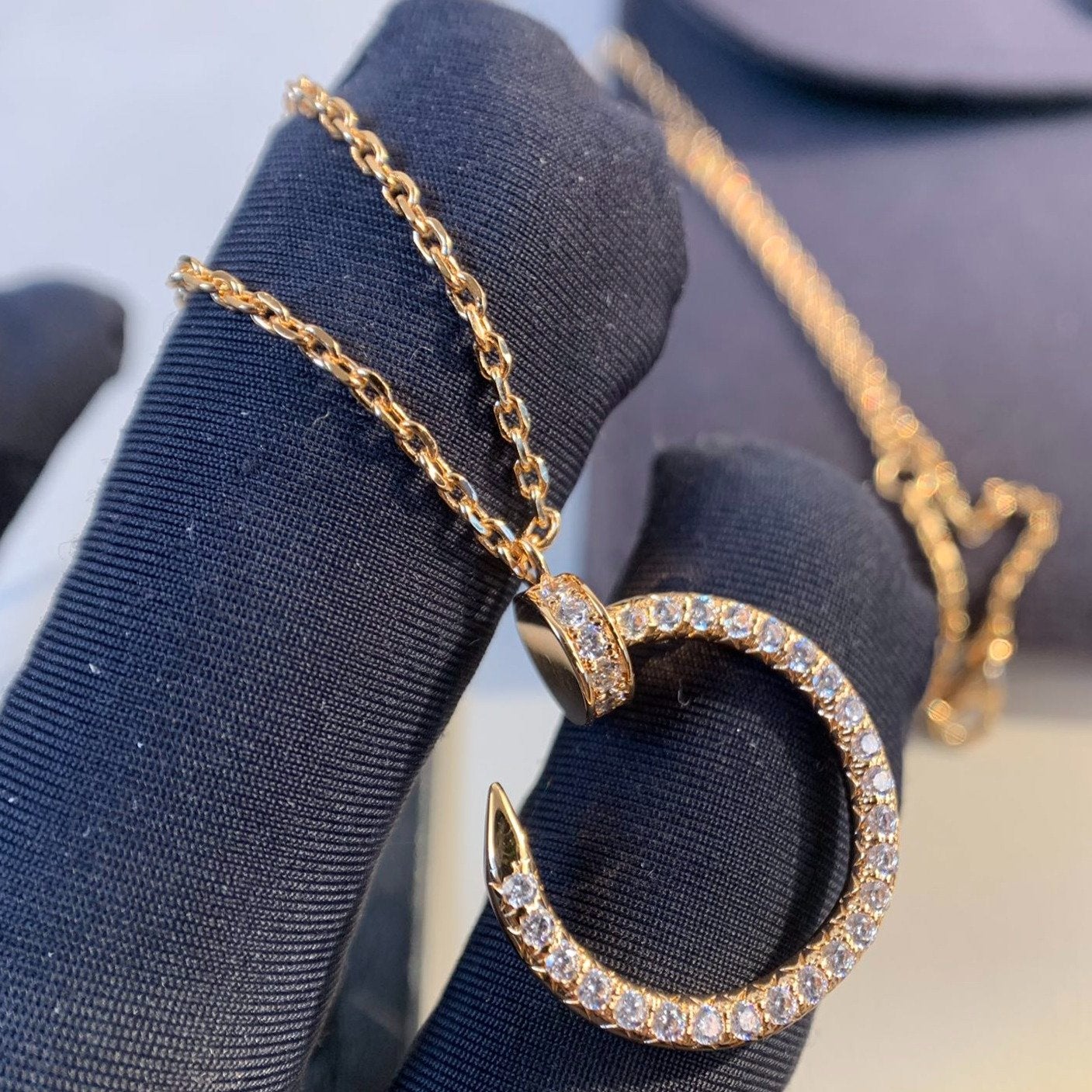 [Marin-Jewelry]JUSTE NECKLACE PINK GOLD DIAMONDS