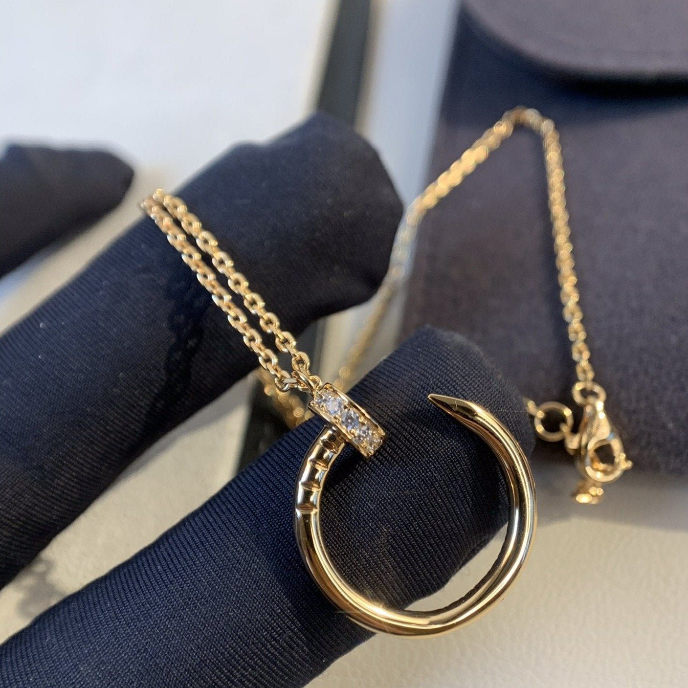 [Marin-Jewelry]JUSTE NECKLACE PINK GOLD DIAMONDS
