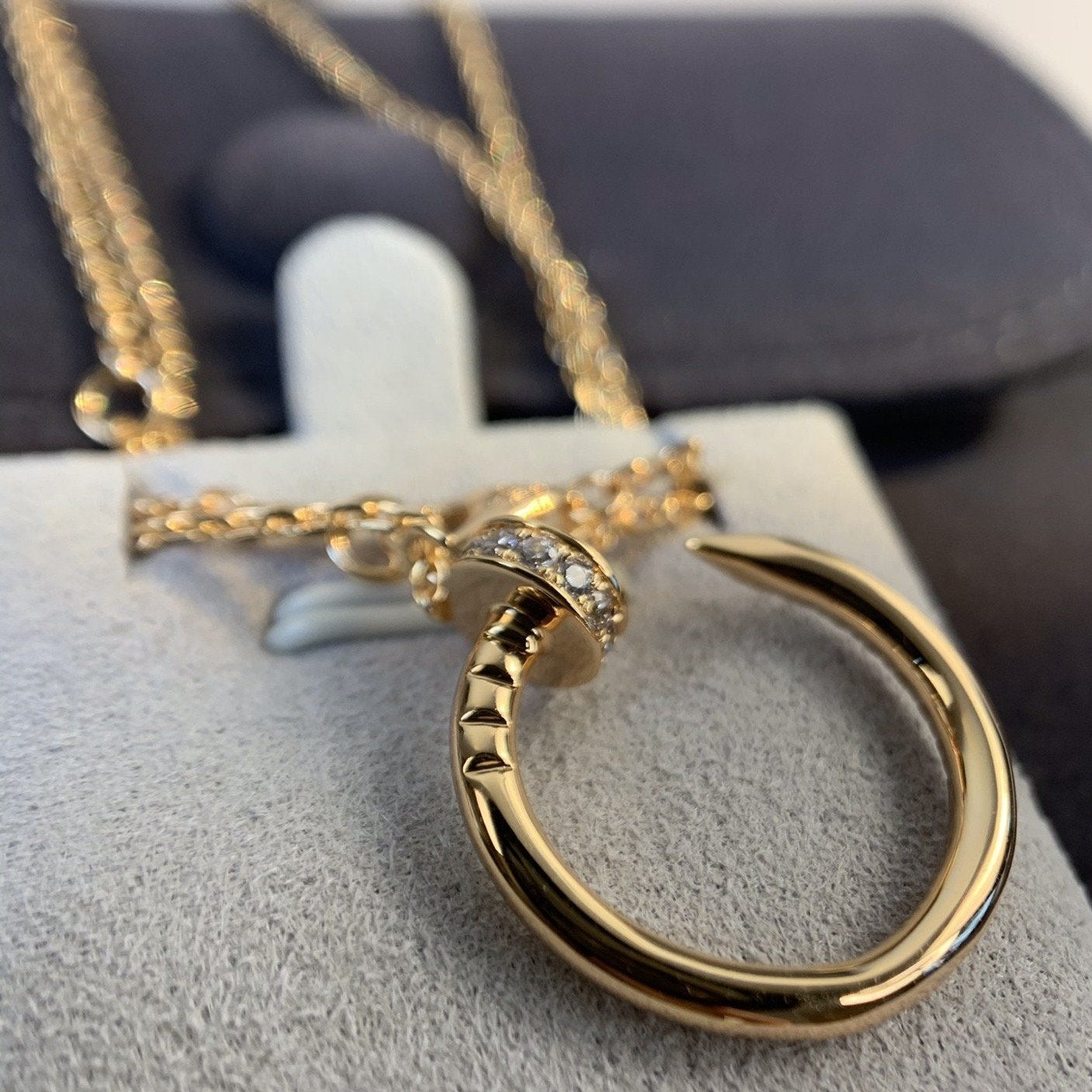 [Marin-Jewelry]JUSTE NECKLACE PINK GOLD DIAMONDS