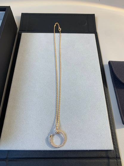 [Marin-Jewelry]JUSTE NECKLACE PINK GOLD DIAMONDS