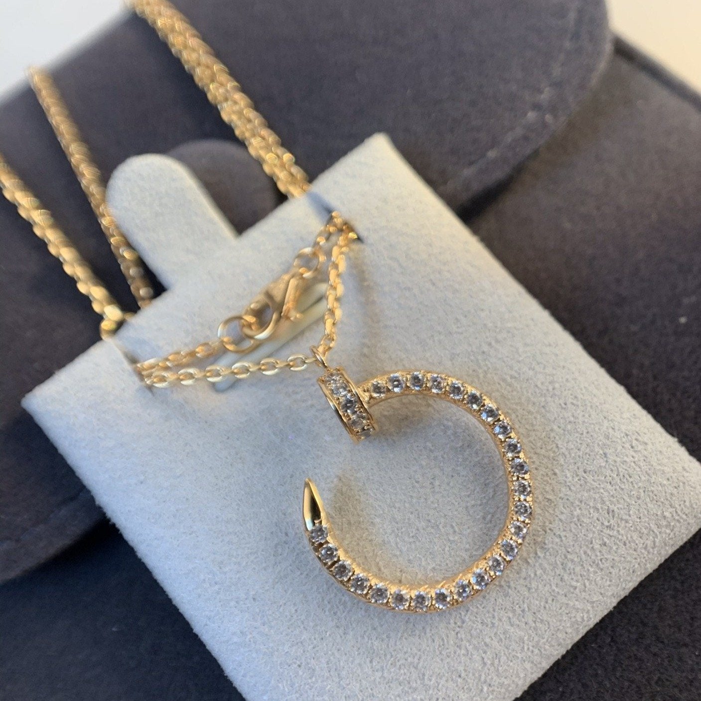 [Marin-Jewelry]JUSTE NECKLACE PINK GOLD DIAMONDS