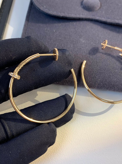 [Marin-Jewelry]JUSTE EARRINGS GOLD DIAMONDS 1.8MM