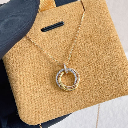 [Marin-Jewelry]TRINITY NECKLACE SILVER GOLD PINK GOLD DIAMONDS