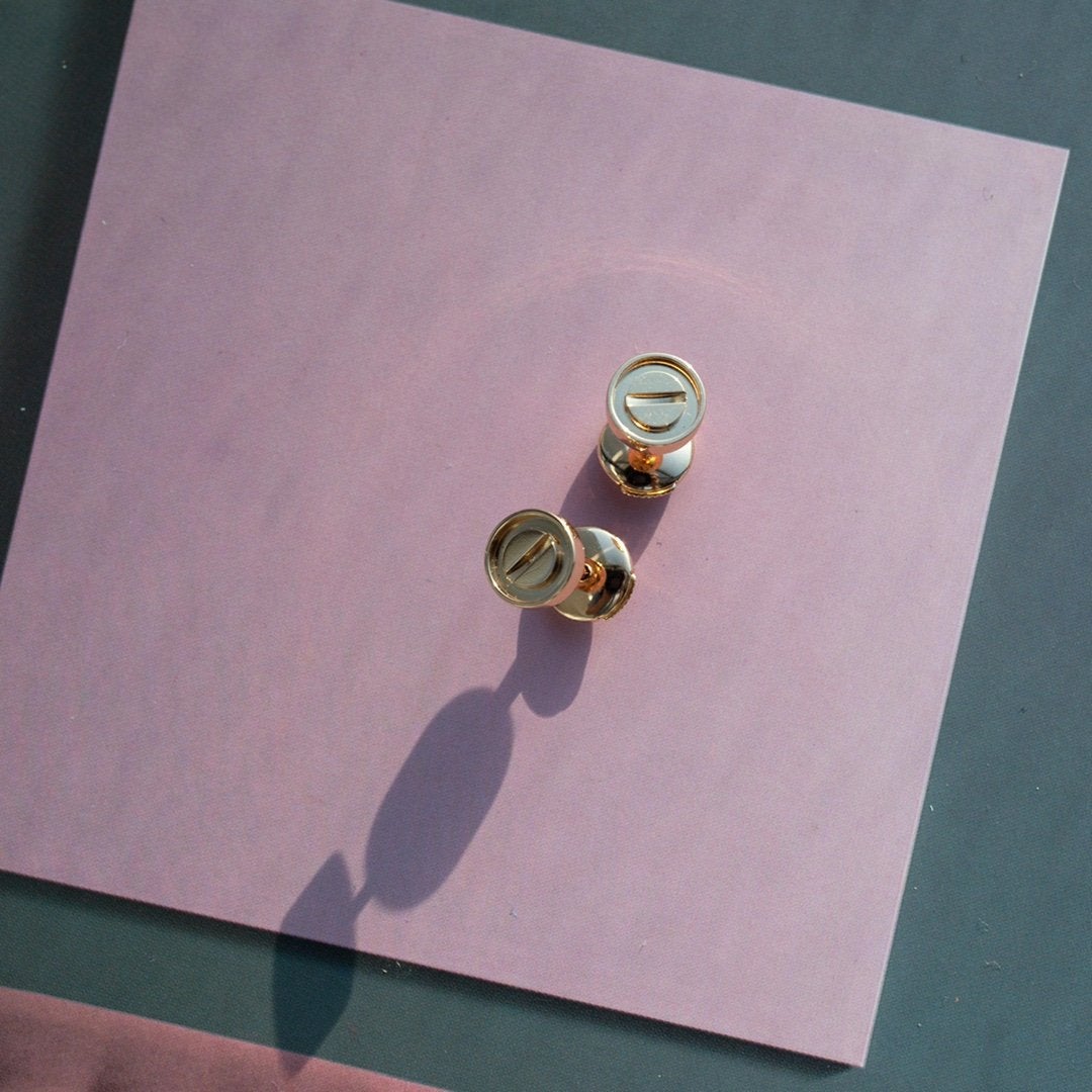 [Marin-Jewelry]LOVE EARRINGS PINK GOLD 10MM