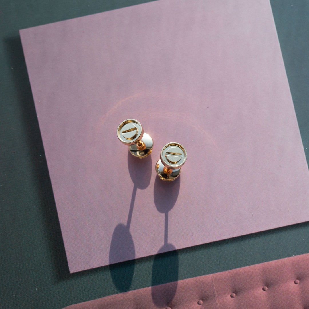 [Marin-Jewelry]LOVE EARRINGS PINK GOLD 10MM