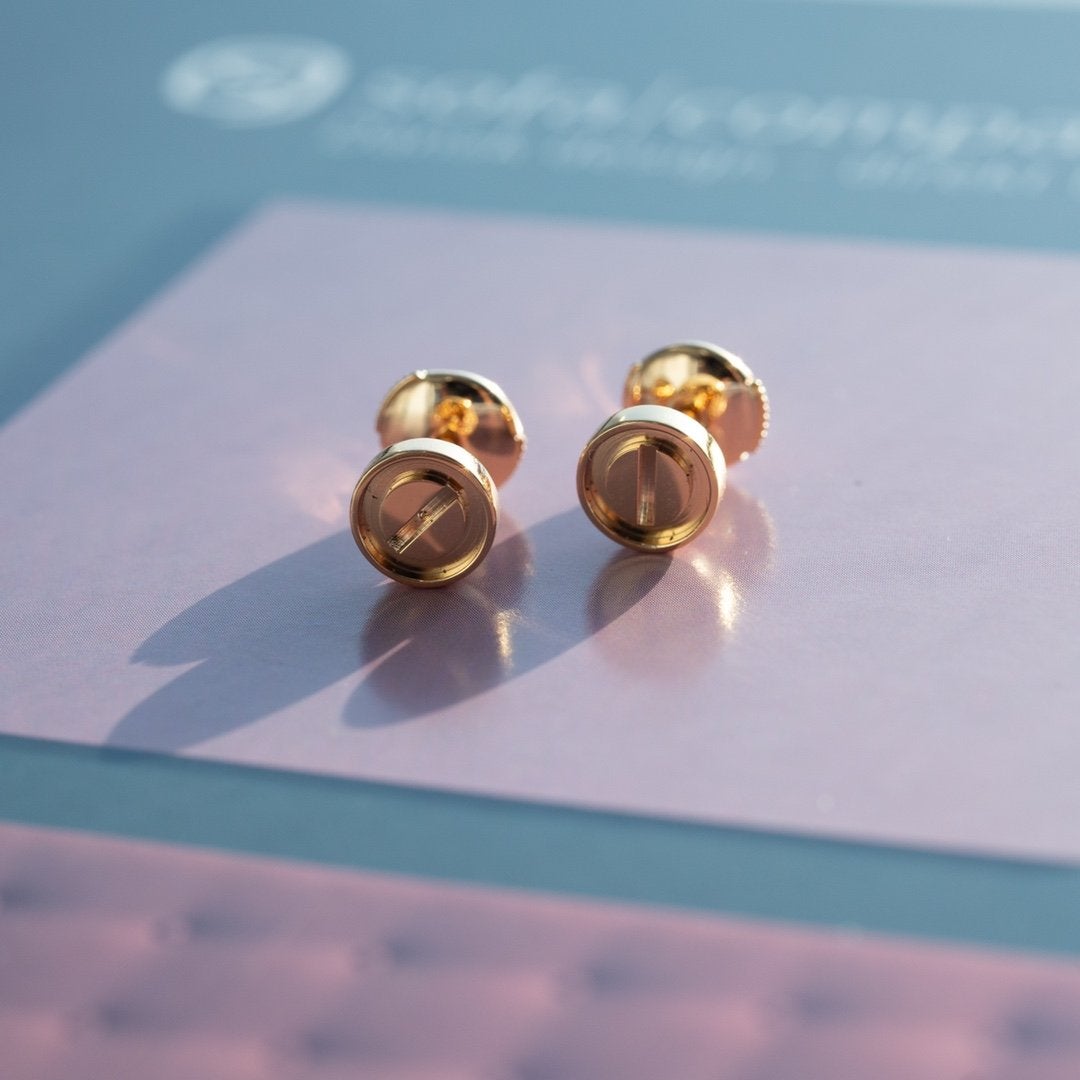 [Marin-Jewelry]LOVE EARRINGS PINK GOLD 10MM