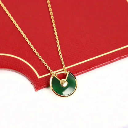 [Marin-Jewelry]AMULETTE GOLD MALACHITE NECKLACE