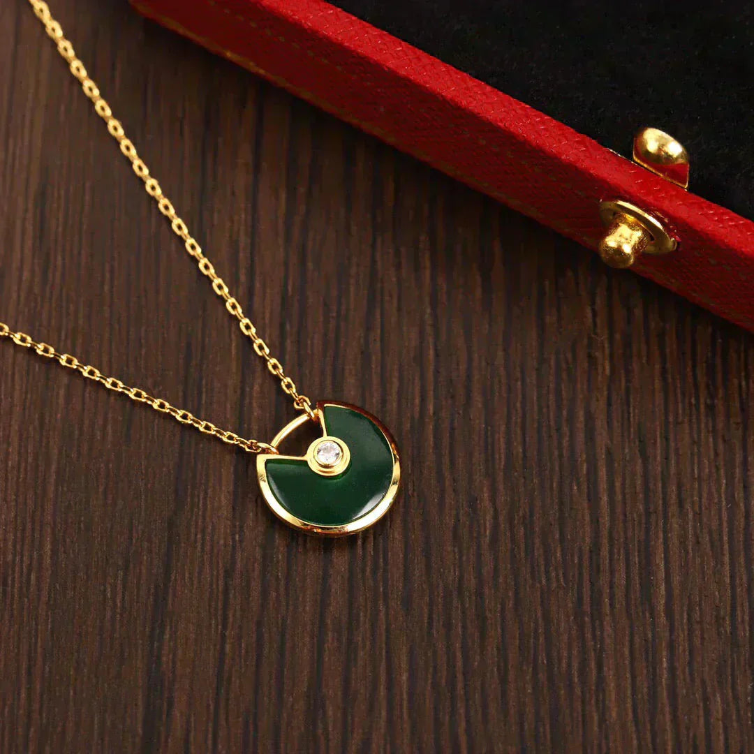 [Marin-Jewelry]AMULETTE GOLD MALACHITE NECKLACE
