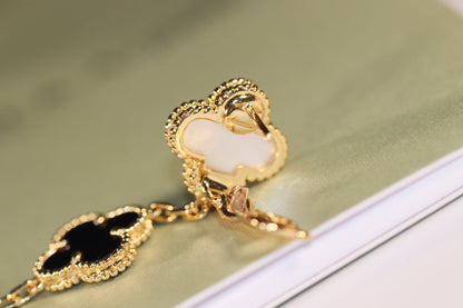[Marin-Jewelry]CLOVER EARRINGS GOLD ONYX MOP 3 MOTIF