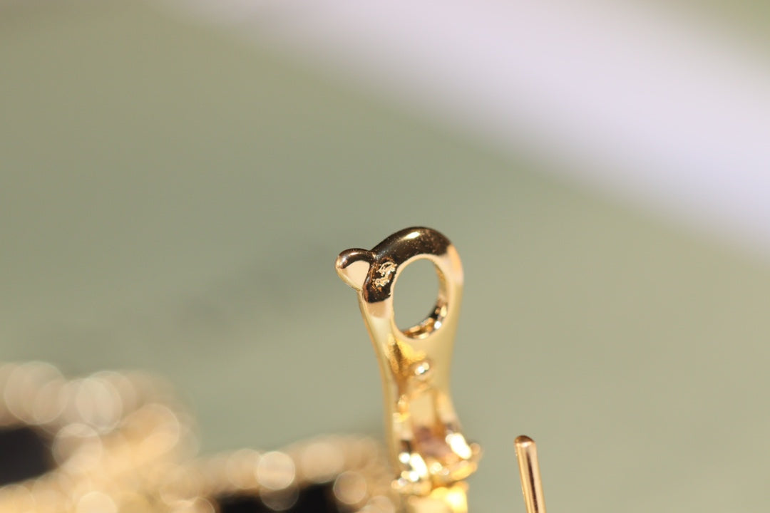 [Marin-Jewelry]CLOVER EARRINGS GOLD ONYX MOP 3 MOTIF