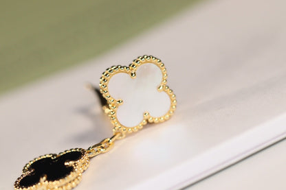 [Marin-Jewelry]CLOVER EARRINGS GOLD ONYX MOP 3 MOTIF