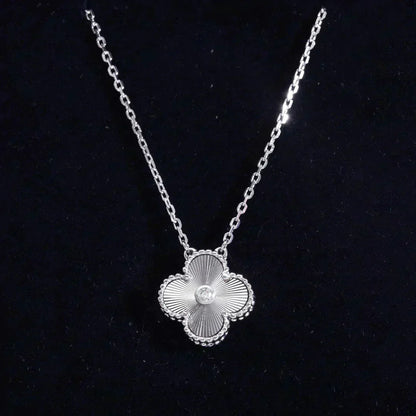 [Marin-Jewelry]CLOVER  15MM DIAMOND LASER NECKLACE SILVER