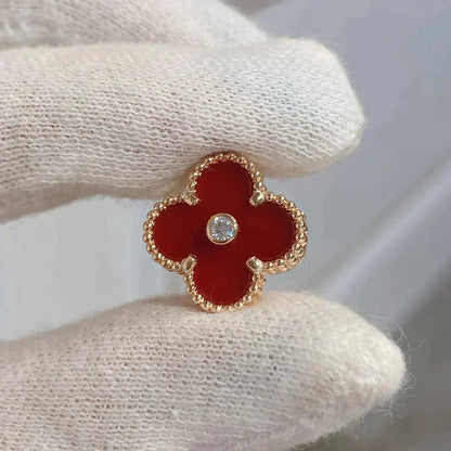 [Marin-Jewelry]CLOVER MEDIUM 1 MOTIFS CARNELIAN  DIAMOND earrings