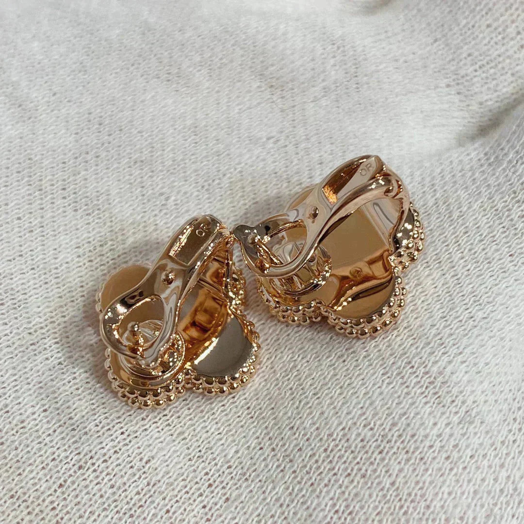 [Marin-Jewelry]CLOVER MEDIUM 1 MOTIFS CARNELIAN  DIAMOND earrings