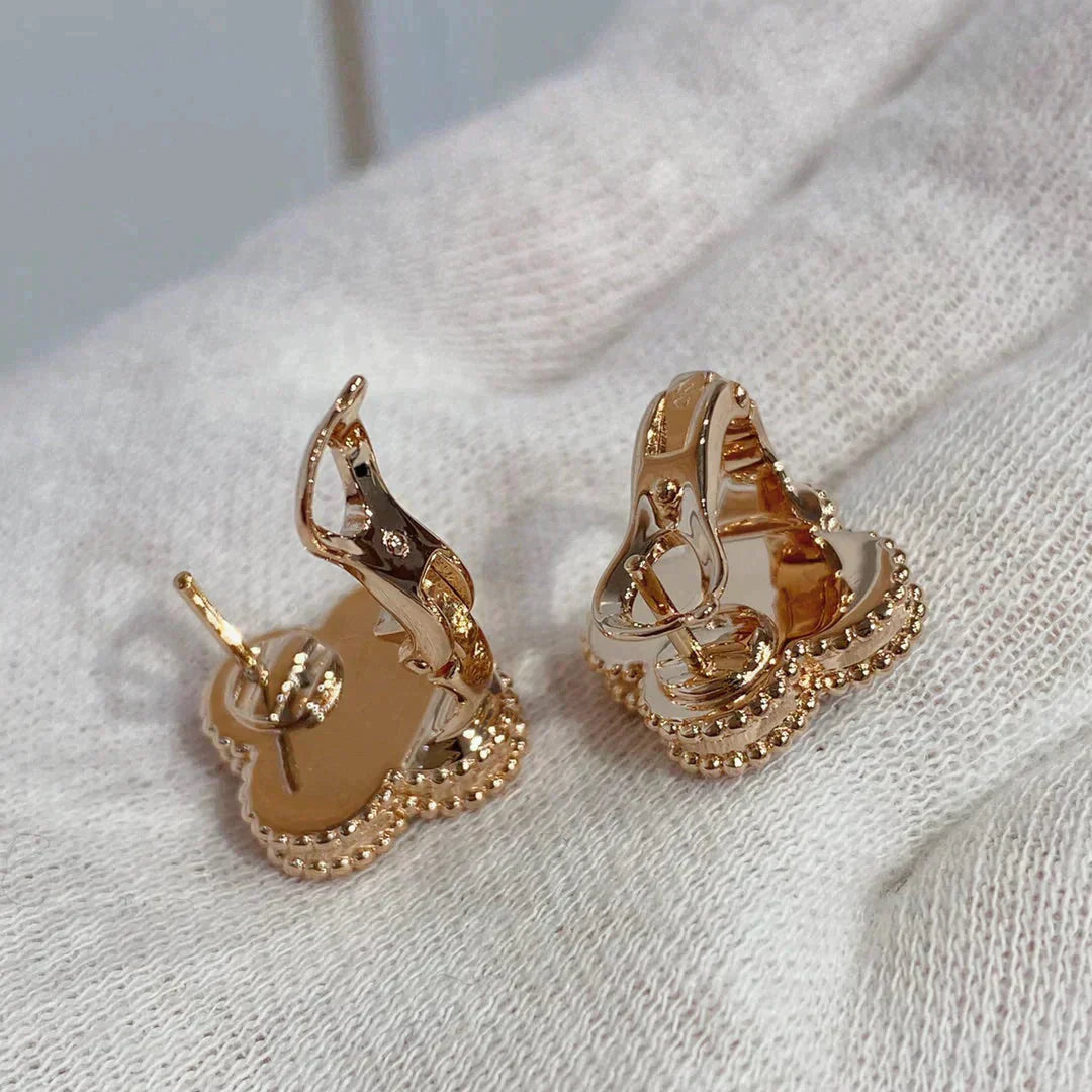 [Marin-Jewelry]CLOVER MEDIUM 1 MOTIFS CARNELIAN  DIAMOND earrings