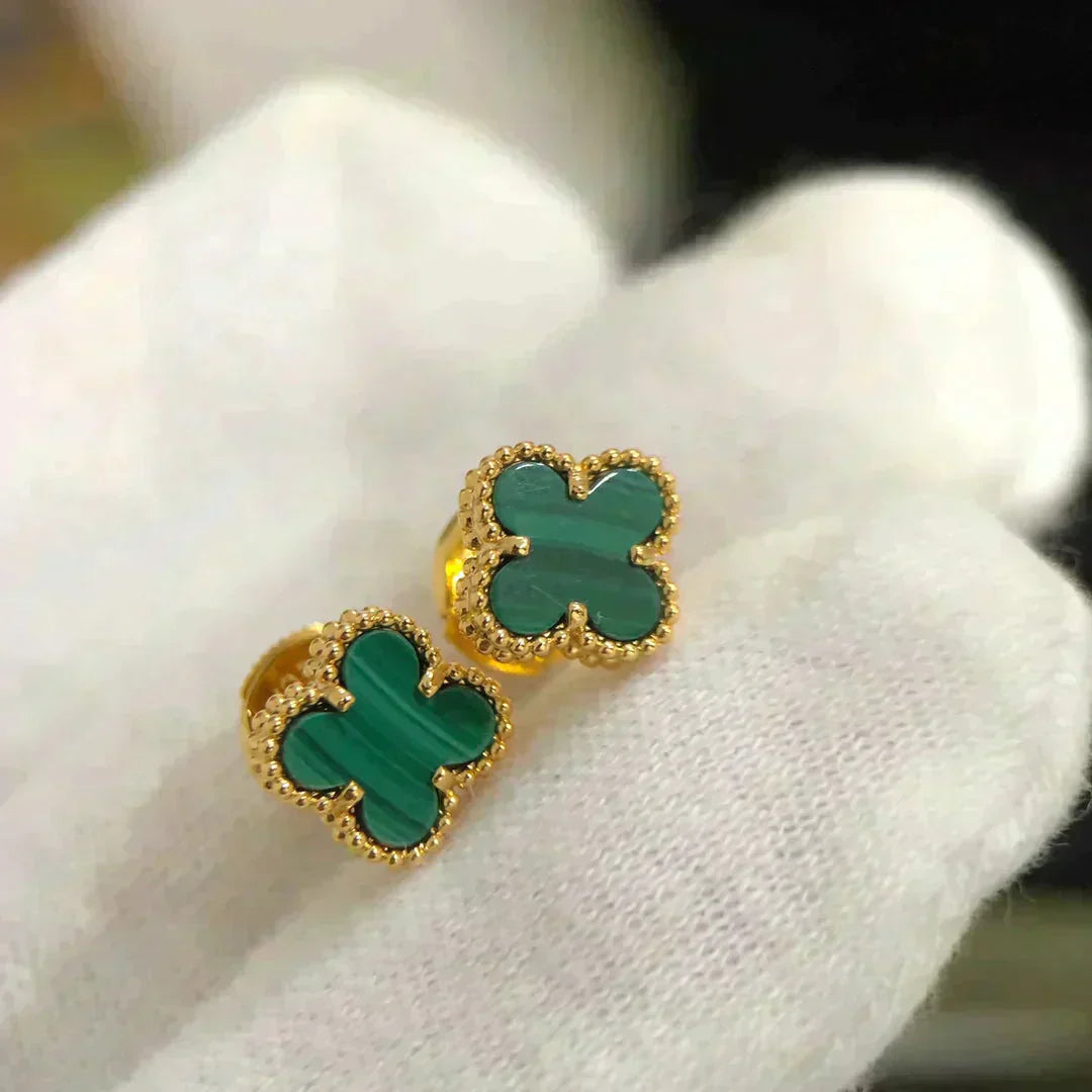 [Marin-Jewelry]CLOVER MINI 9.5MM MALACHITE  EARRINGS
