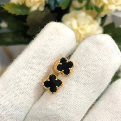 [Marin-Jewelry]CLOVER MINI 9.5MM BLACK MOP EARRINGS