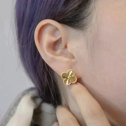 [Marin-Jewelry]CLOVER MEDIUM 1 MOTIFS LASER EARRINGS