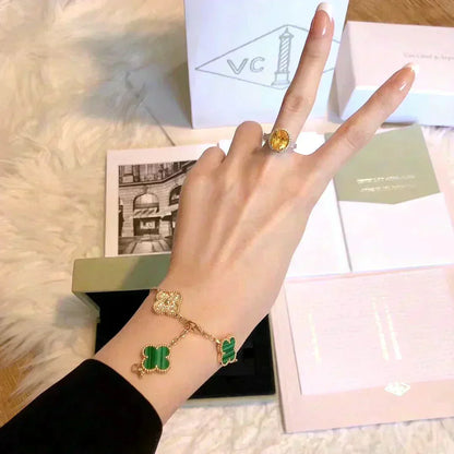 [Marin-Jewelry] CLOVER 5 MOTIF MALACHITE BRACELET COLLECTION