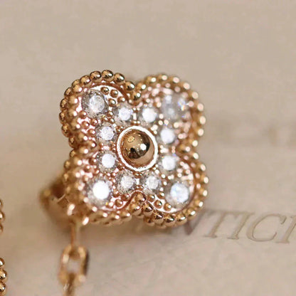[Marin-Jewelry]CLOVER MEDIUM 1 MOTIFS FUll DIAMOND EARRINGS
