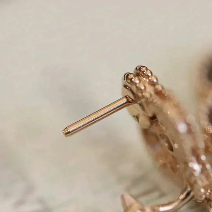 [Marin-Jewelry]CLOVER MEDIUM 1 MOTIFS FUll DIAMOND EARRINGS
