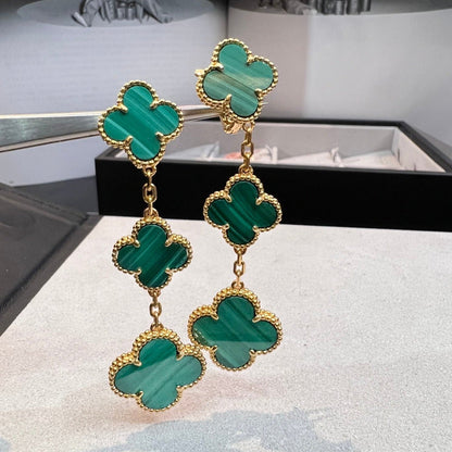 [Marin-Jewelry]CLOVER MALACHITE 3 MOTIFS GOLD