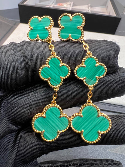 [Marin-Jewelry]CLOVER MALACHITE 3 MOTIFS GOLD